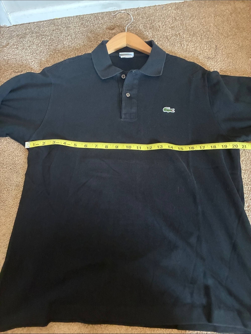 Lacoste Classic Fit L.12.12 Polo Shirt - Black - Size 5 (US Large) - Picture 4 of 5